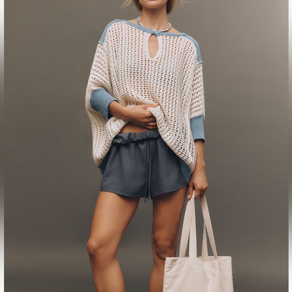 Anthropologie Maeve Keyhole Open-Stitch Sweater Large - Picture 3 of 15